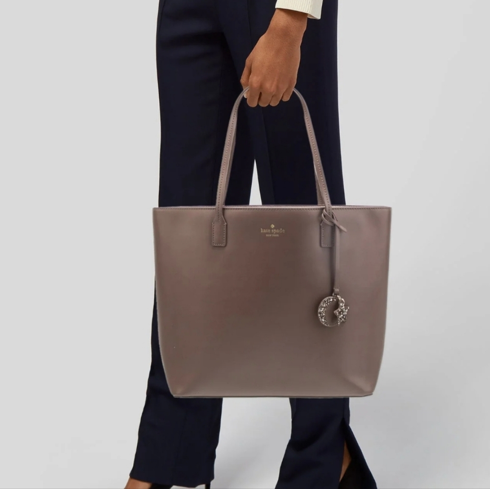 Kate Spade Taupe Leather Tote Bag - Picture 4 of 11